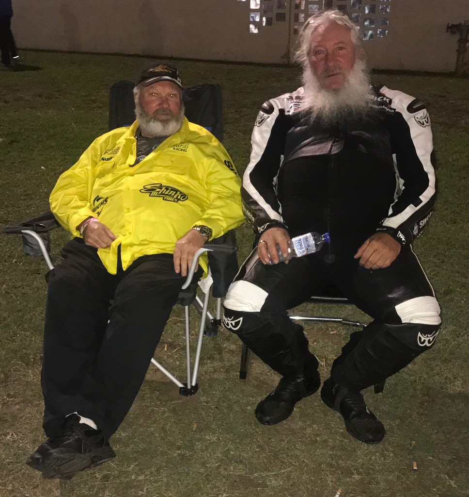 Relaxing with Athol Williams before the first round of eliminations late on Saturday night.